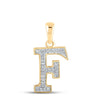 10kt Yellow Gold Womens Round Diamond Initial F Letter Pendant 1/12 Cttw