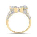 10kt Two-tone Gold Mens Round Diamond Initial M Letter Ring 1-1/5 Cttw