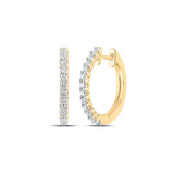 14kt Yellow Gold Womens Round Diamond Hoop Earrings 1/2 Cttw