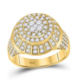 10kt Yellow Gold Mens Round Diamond Statement Cluster Ring 1-7/8 Cttw