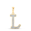 10kt Yellow Gold Womens Round Diamond Initial L Letter Pendant 1/12 Cttw