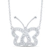 10kt White Gold Womens Round Diamond Butterfly Necklace 1/4 Cttw
