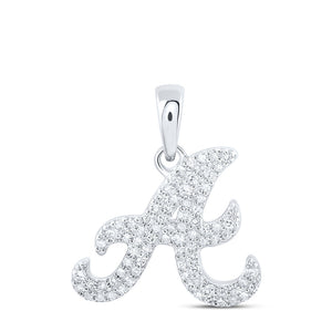 10kt White Gold Womens Round Diamond A Initial Letter Pendant 1/6 Cttw