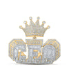 14kt Yellow Gold Mens Baguette Diamond CEO Crown Charm Pendant 7-5/8 Cttw