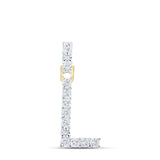 10kt Yellow Gold Womens Round Diamond L Initial Letter Pendant 1/12 Cttw