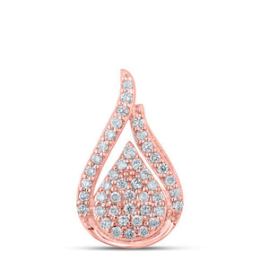 10kt Rose Gold Womens Round Diamond Teardrop Pendant 1/5 Cttw