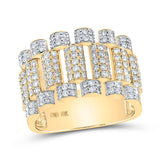 10kt Yellow Gold Mens Round Diamond Statement Band Ring 1-5/8 Cttw