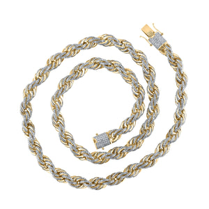 10kt Yellow Gold Mens Round Diamond 20-inch Rope Chain Necklace 16-1/5 Cttw