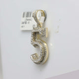 10kt Yellow Gold Mens Round Diamond Number 5 Charm Pendant 1-5/8 Cttw