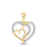 10kt Yellow Gold Womens Round Diamond Heart Pendant 1/3 Cttw