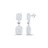 14kt White Gold Womens Round Diamond Dangle Earrings 1 Cttw