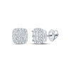 14kt White Gold Womens Princess Diamond Square Earrings 3/4 Cttw