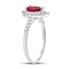 10kt White Gold Womens Pear Synthetic Ruby Solitaire Diamond Frame Ring 1-1/5 Cttw