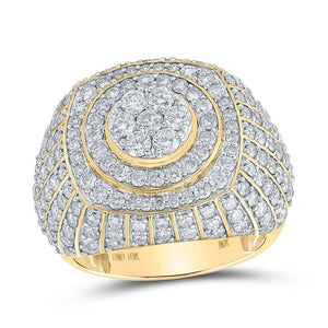 10kt Yellow Gold Mens Round Diamond Circle Cluster Ring 4 Cttw