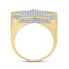 10kt Yellow Gold Mens Round Diamond Star Statement Ring 1-1/2 Cttw