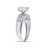 Sterling Silver Womens Round Diamond Square Ring 1/10 Cttw