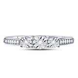 Sterling Silver Round Diamond 3-stone Bridal Wedding Engagement Ring 1/6 Cttw
