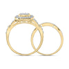 10kt Yellow Gold Round Diamond Cluster Bridal Wedding Ring Band Set 1/5 Cttw