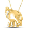 10kt Yellow Gold Womens Round Diamond Elephant Animal Pendant .03 Cttw