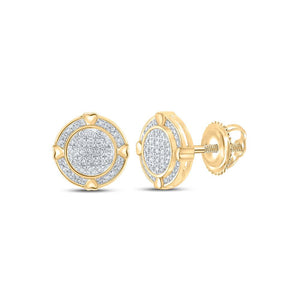 10kt Yellow Gold Womens Round Diamond Circle Earrings 1/4 Cttw