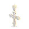 10kt Yellow Gold Mens Baguette Diamond Cross Charm Pendant 1-5/8 Cttw