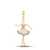 10kt Yellow Gold Womens Round Diamond Ballerina Dancer Fashion Pendant 1/10 Cttw