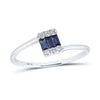 14kt White Gold Womens Baguette Blue Sapphire Fashion Ring 1/4 Cttw