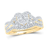 10kt Yellow Gold Round Diamond Heart Bridal Wedding Ring Band Set 5/8 Cttw