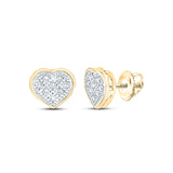 10kt Yellow Gold Womens Round Diamond Heart Cluster Earrings 1/20 Cttw