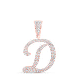 10kt Rose Gold Mens Round Diamond D Initial Letter Charm Pendant 1 Cttw