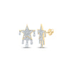 14kt Yellow Gold Round Diamond Drip Star Earrings 3/4 Cttw