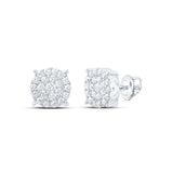 14kt White Gold Womens Round Diamond Cluster Earrings 2 Cttw