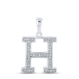 10kt White Gold Womens Round Diamond Initial H Letter Pendant 1/10 Cttw