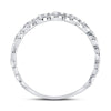 10kt White Gold Womens Round Diamond Link Stackable Band Ring 1/8 Cttw