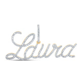 10kt Yellow Gold Womens Round Diamond LAURA Name Pendant 3/4 Cttw