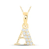 10kt Yellow Gold Womens Round Diamond A Initial Letter Pendant 1/20 Cttw