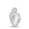 10kt White Gold Womens Round Diamond Heart Mom Pendant 1/8 Cttw