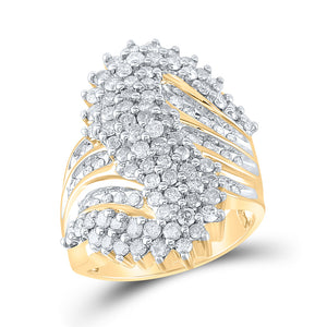 10kt Yellow Gold Womens Round Diamond Cluster Ring 2 Cttw