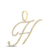 10kt Yellow Gold Womens Round Diamond H Initial Letter Pendant 5/8 Cttw