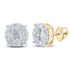 10kt Yellow Gold Baguette Diamond Cluster Earrings 5/8 Cttw