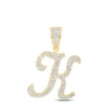 10kt Yellow Gold Mens Round Diamond K Initial Letter Charm Pendant 1 Cttw