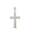 10kt Two-tone Gold Mens Round Diamond Cross Charm Pendant 3/4 Cttw