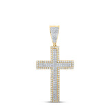 10kt Two-tone Gold Mens Round Diamond Cross Charm Pendant 3/4 Cttw