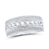 10kt White Gold Mens Round Diamond Cuban Link Band Ring 1/3 Cttw