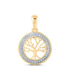 10kt Yellow Gold Womens Round Diamond Tree of Life Circle Pendant 1/10 Cttw