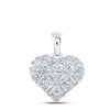 10kt White Gold Womens Baguette Diamond Heart Pendant 5/8 Cttw