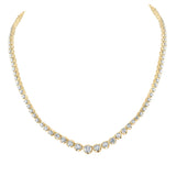 14kt Yellow Gold Womens Round Diamond Graduated Tennis Necklace 7-7/8 Cttw