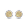Sterling Silver Round Yellow Color Enhanced Diamond Disk Circle Earrings 1/10 Cttw