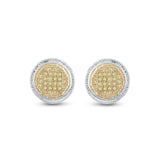 Sterling Silver Round Yellow Color Enhanced Diamond Disk Circle Earrings 1/10 Cttw