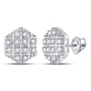 10kt Yellow Gold Round Diamond Hexagon Earrings 1/10 Cttw